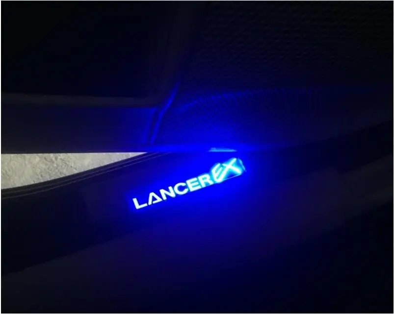 car styling stainless steel scuff plate door sill 4pcs/set accessories With Blue LED light For 2010-2013 Mitsubishi LancerEX | Автомобили