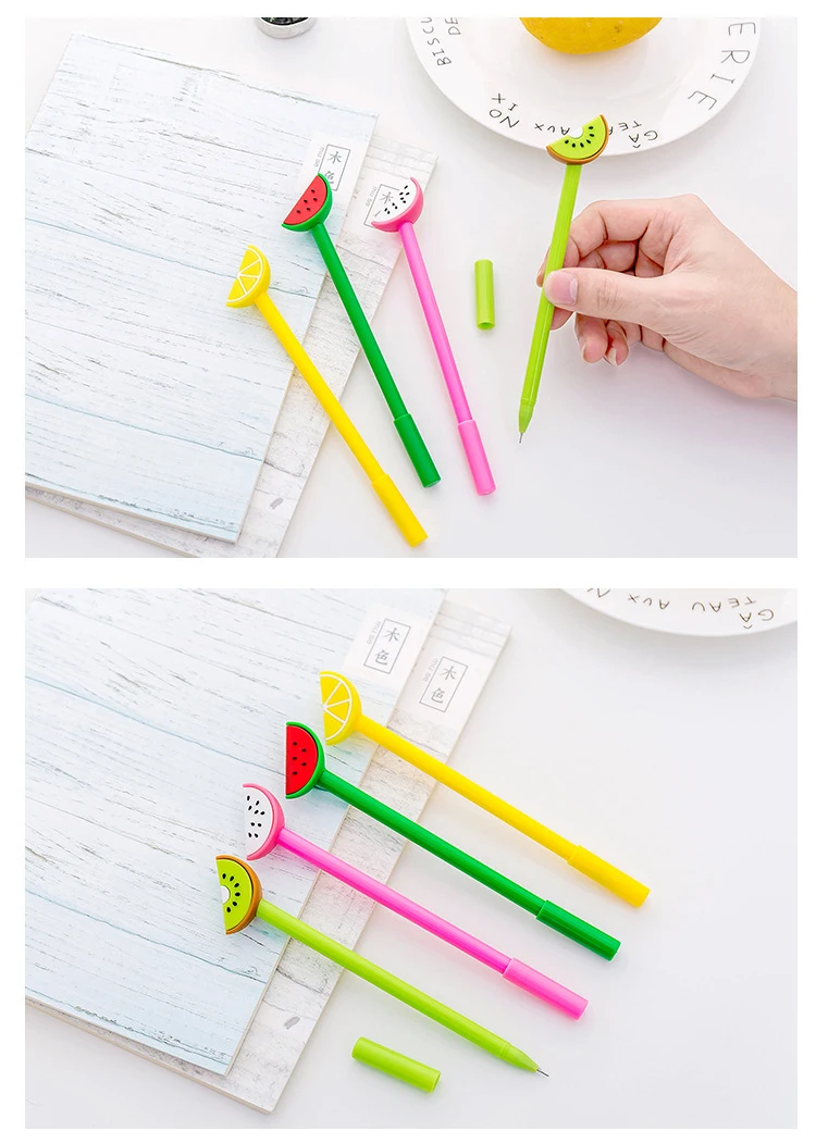 4 шт. Милая каваи киви Дракон фруктовая гелевая ручка Милая забавная Новинка Kawai школьные офисные канцелярские товары Аксессуары лимонная вещь