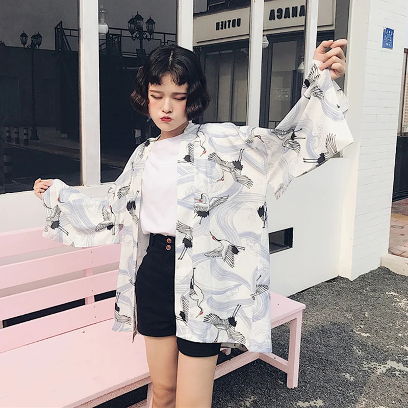 Fashion Harajuku Style Women Shirt Summer Loose Thin Embroidery Print Cardigan Retro Wild Chiffon Sunscreen Clothing Jacket C235 |
