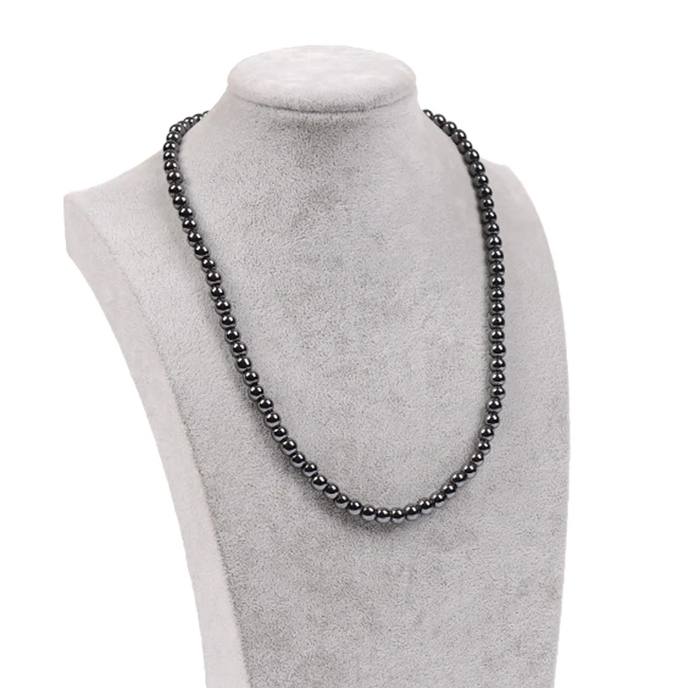 Beads 6mm Черные 6 мм Магнитные бусы гематит ожерелье Магнитотерапия Здоровье ожерелье мужские ювелирные изделия - Окраска металла: Beads 6mm