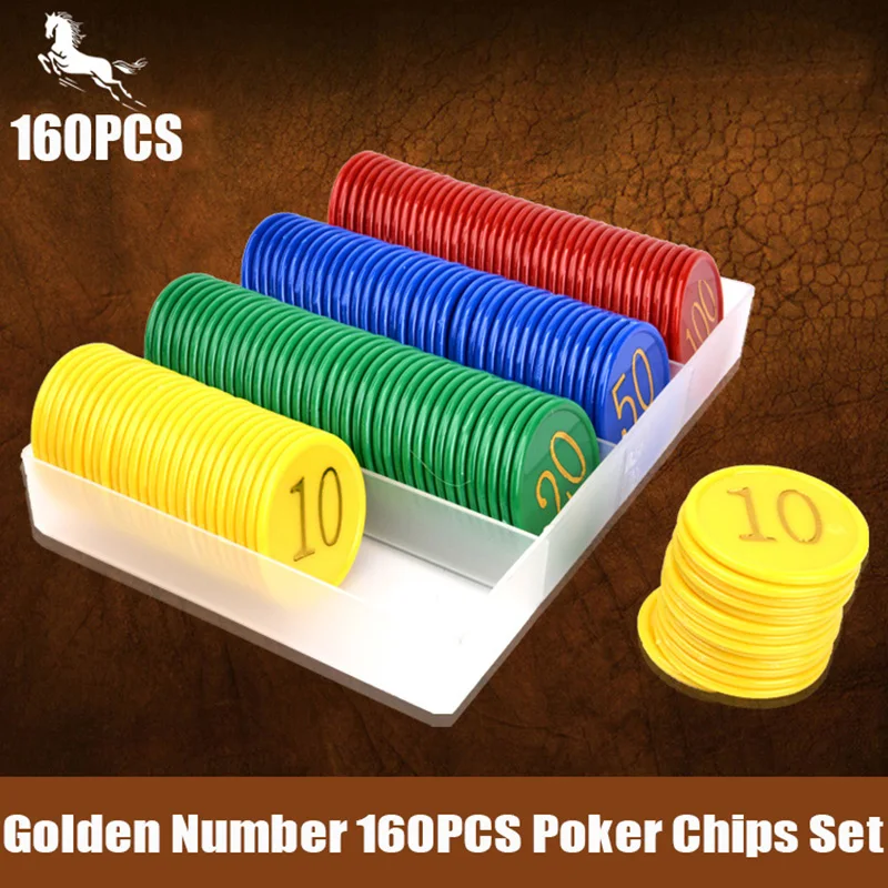 Набор чипов и коробок для хранения 160 шт. с золотым номером настольных игр высокое