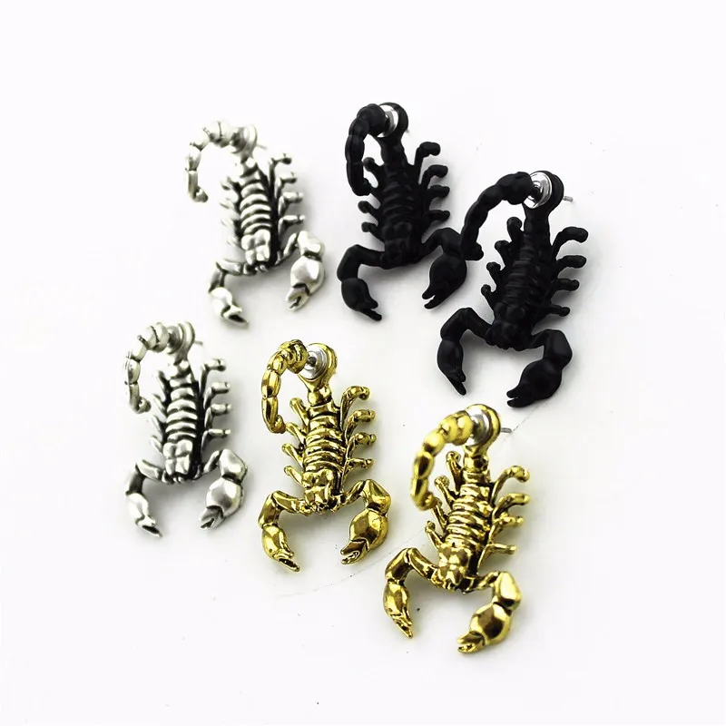 XQ Antique gold ancient silver color scorpion wings couple stud earrings for women Men Fashion Accessories punk rock | Украшения и