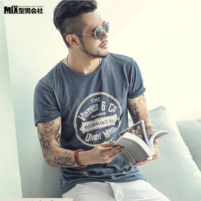 Футболка мужская хлопковая с круглым вырезом Модная Удобная Повседневная