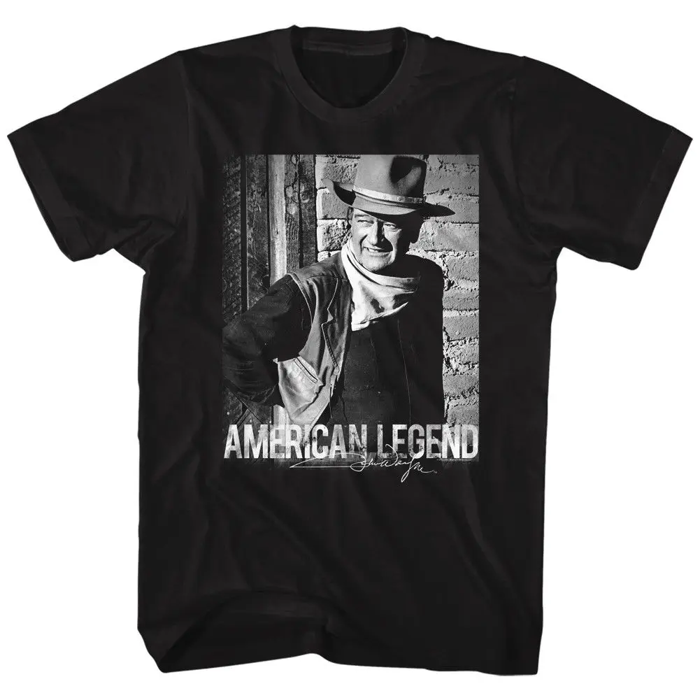 JOHN WAYNE A LEGEND Черная Мужская футболка с коротким рукавом для взрослых | одежда