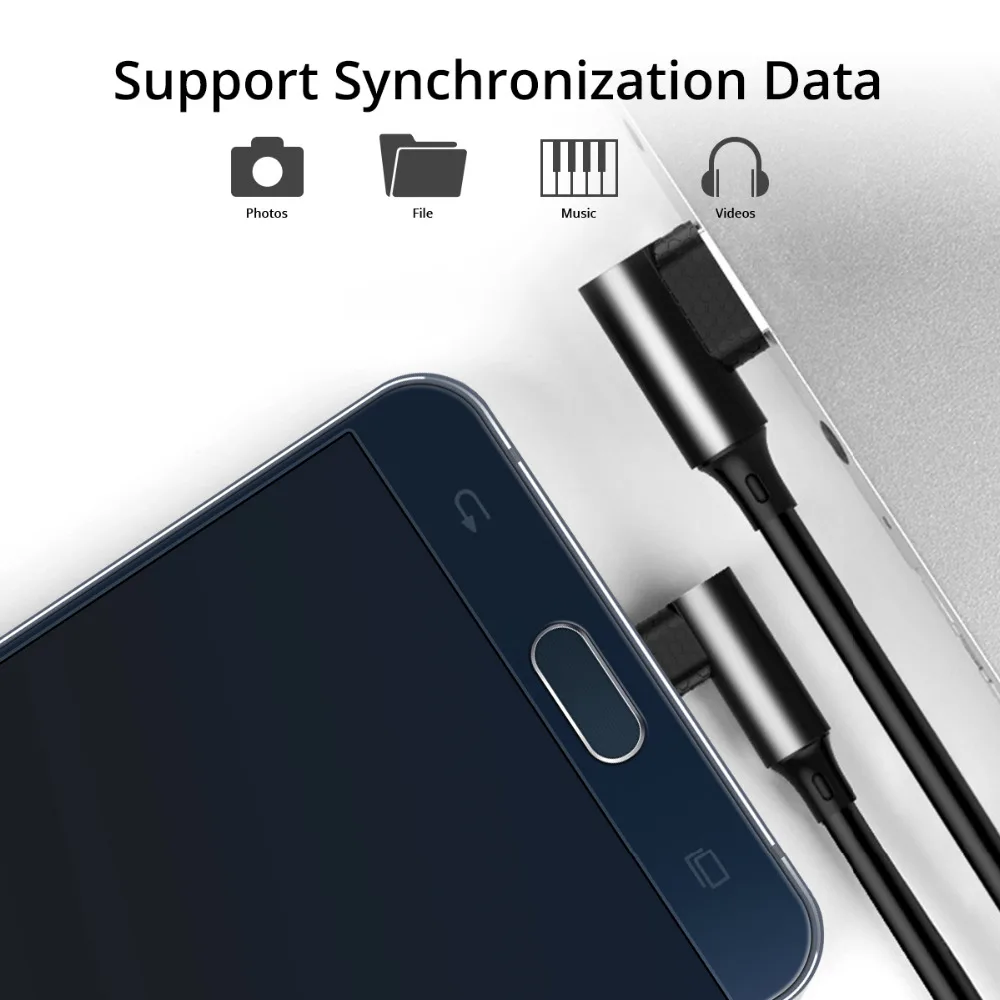 FONKEN Micro USB кабель быстрое зарядное устройство Шнур для зарядки 90 градусов изгиб