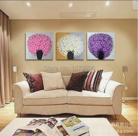 Ручная роспись современное искусство красивый горшок нож для цветов картина