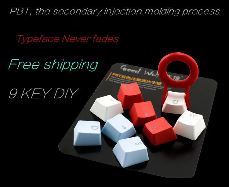 9 Keycap pbt двойной Цвет OEM Cherry MX Переключатель wasd и направление Ключ DIY клавиатура