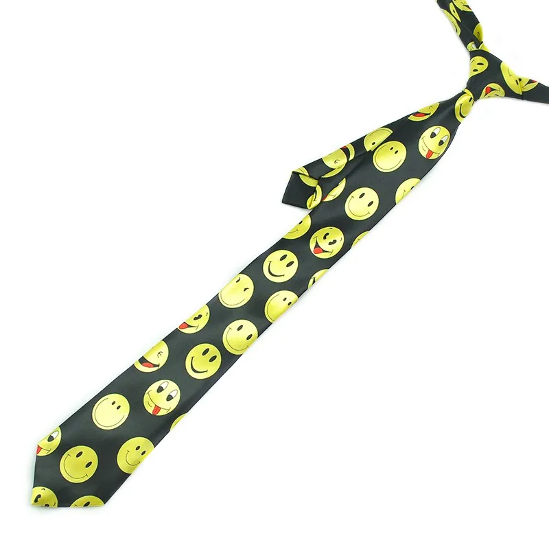 Novelty Smile Face 5cm/2inch wide 2 Fashion expression Party ties Polyester Woven Classic Men`s Neck Ties | Аксессуары для одежды