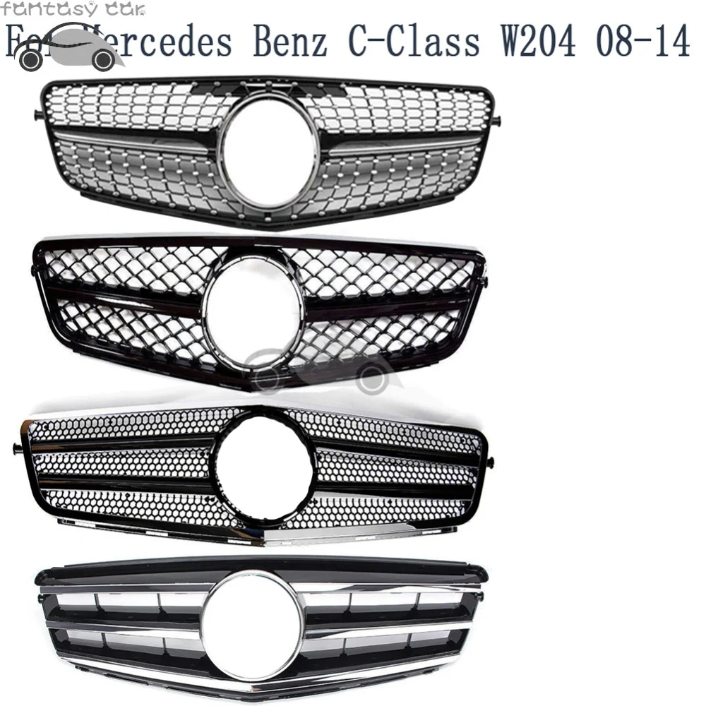 Подходит для Mercedes Benz C CLASS W204 2008 2009 2010 2011 2012 2013 2014 DIAMOND AMG решетка C180 C200 C300 черный