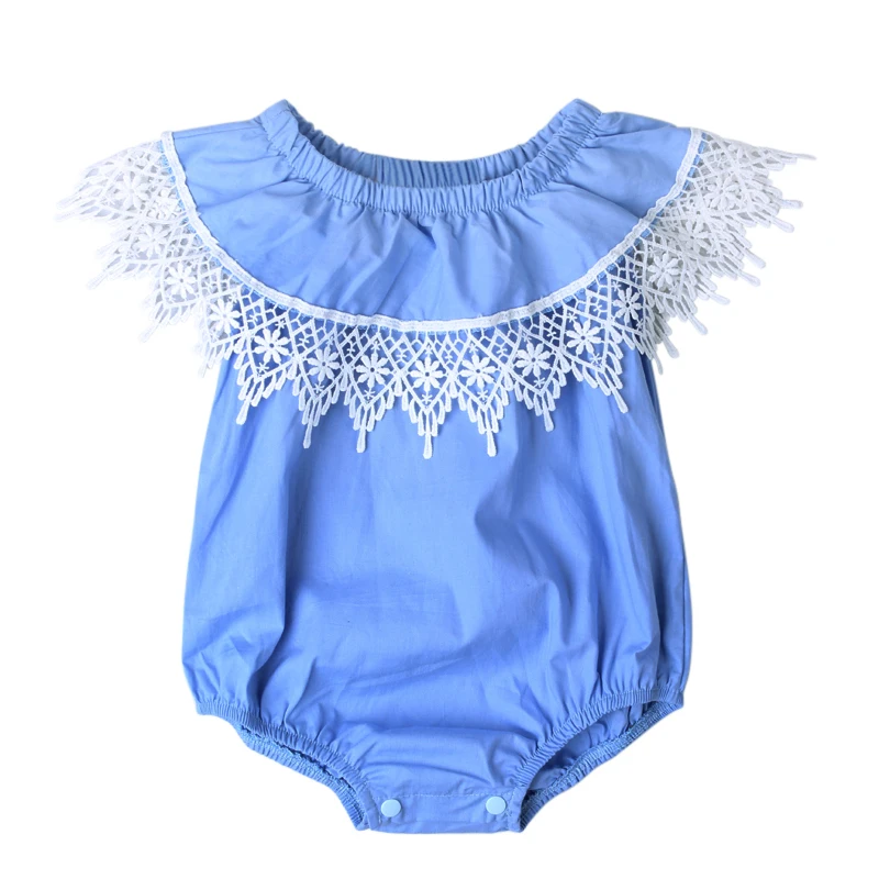 Новинка 2017 года Стильный милый кружевной комбинезон для новорожденных девочек