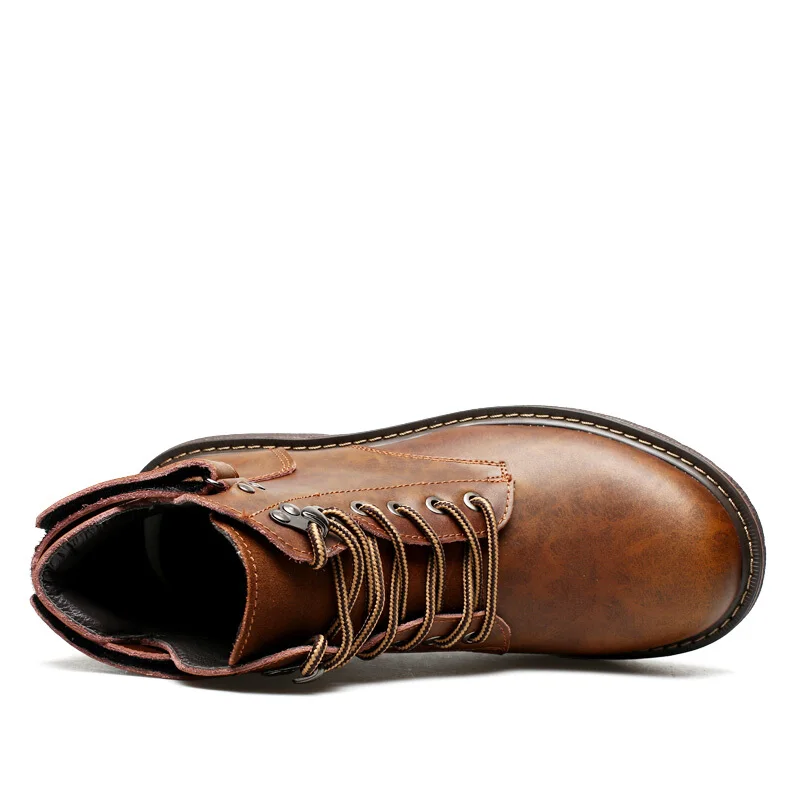 Мужские мотоциклетные ботинки винтажные боевые с мехом новинка зимы 2021