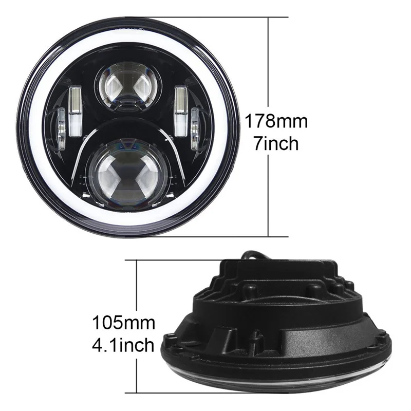 Светодиодные фары с круглым двигателем 7 дюймов 1 пара RGB-подсветка для Jeep Wrangler