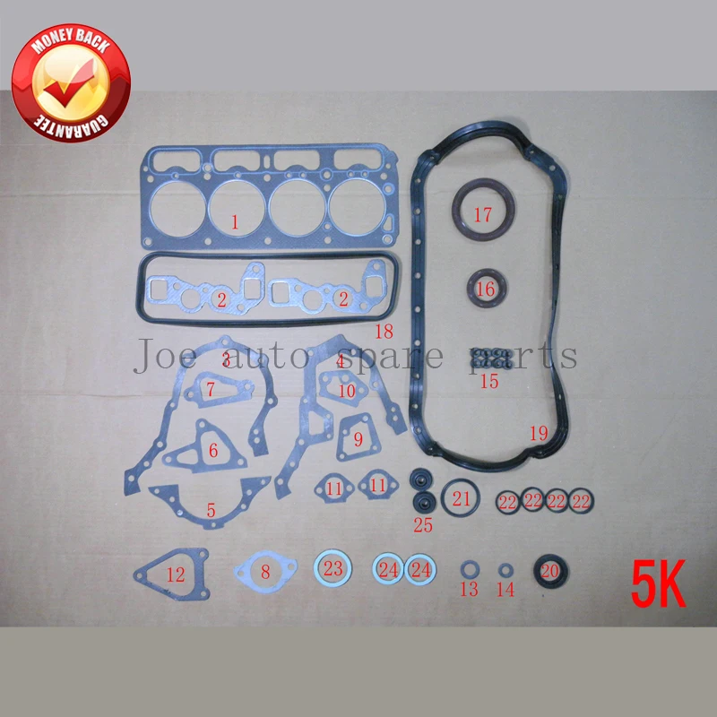 Полный комплект прокладок двигателя 5K для Toyota Liteace 1.5L 1486cc 1985 1995 50111800 04111 13046 13090