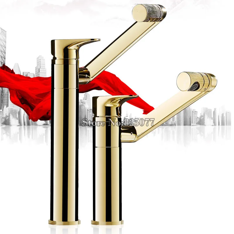 Современный высокий смеситель для ванной комнаты кран раковины 360 градусов с