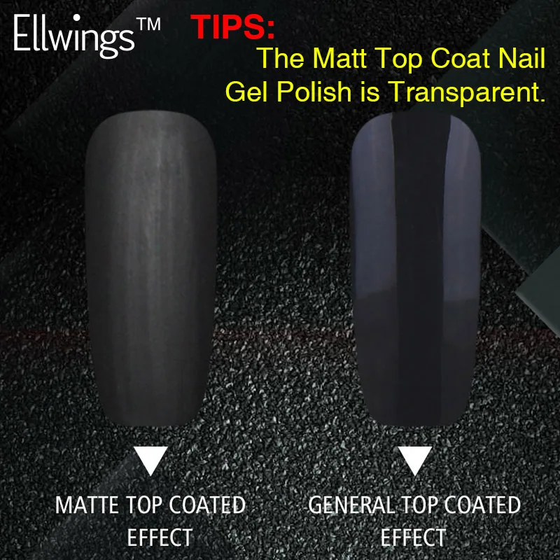 Ellwings Matte Top Coat ногтей гель с черным фиолетовая для украшения комплект Топ Base