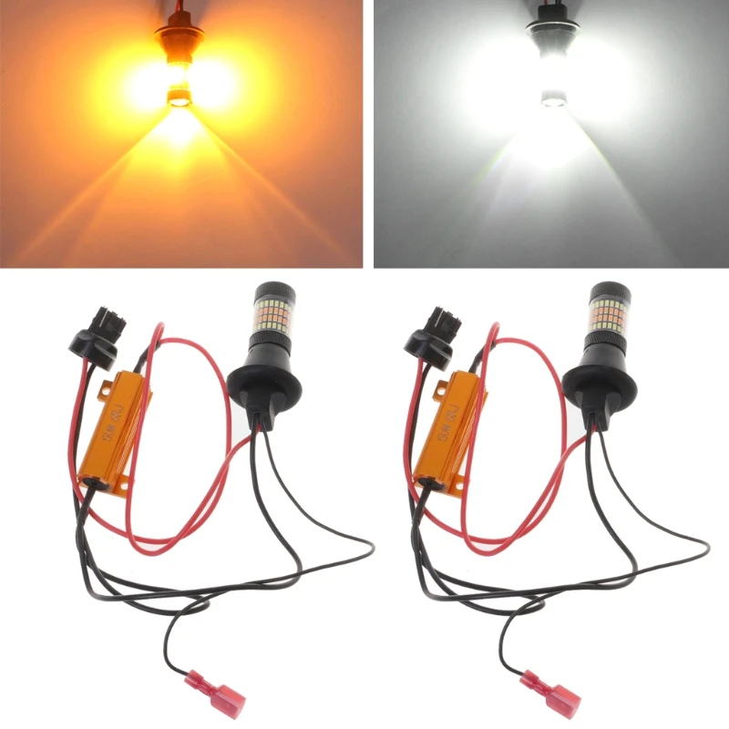 2pc T20 7440 96-LED 3014 50W Dual-Color Switchback LED DRL Turn Signal Light Kit | Автомобили и мотоциклы