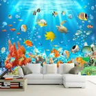 Настенные 3D обои для детей с изображением подводного мира рыб и кораллов, фотообои для детской комнаты, фоновые настенные 3D фрески на заказ