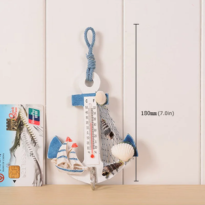 Деревянный якорь термометр ремесла искусство настенный крючок измерительный