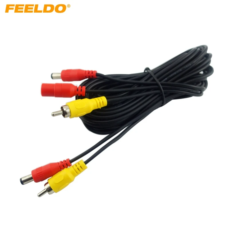 

FEELDO 5,5 мм/2,1 мм адаптер постоянного тока разъем коаксиальный распределитель питания кабель с резервной камерой автомобиля RCA AV кабель # AM2306