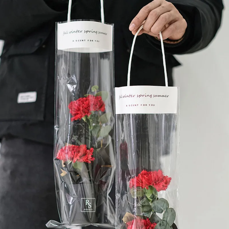 

New 5Pcs 3 size Rose Tote Bag Transparent Gift Bags Wedding Party Decoration Can Hang Hard Girlfriend Flower Boxes