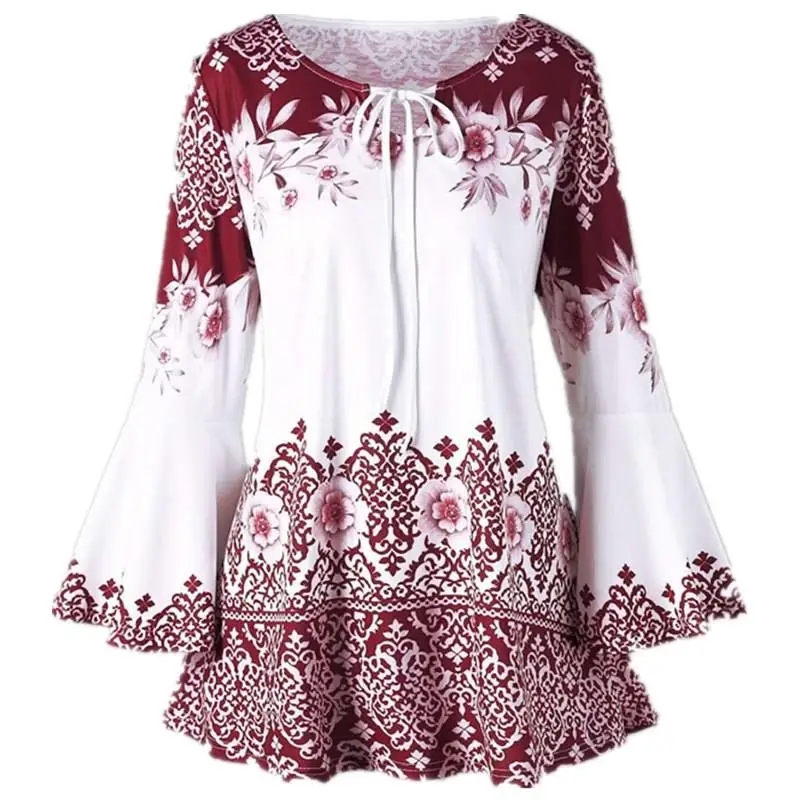 Floral Print Women Tshirt Long Sleeve O-Neck Fashion Autumn 2018 Causal Top Female Loose Ladies T Shirt WS9813P | Женская одежда