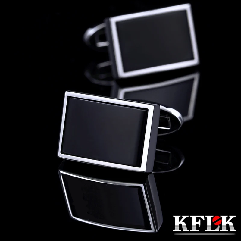 

KFLK Jewelry shirt Fashion cufflinks for mens Brand Black Cuff links Buttons High Quality Wedding party Male Gift guests