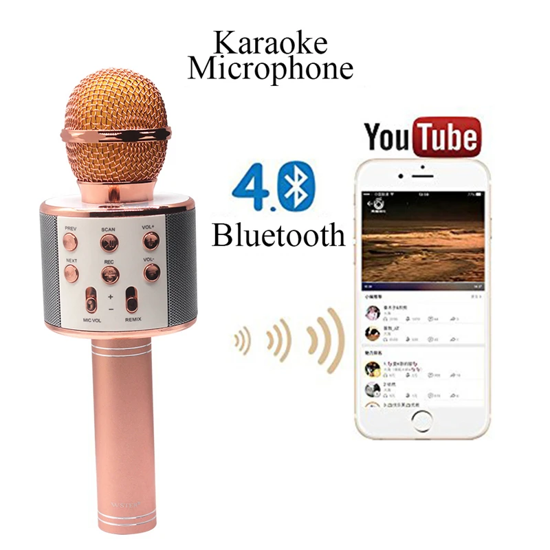 WS858 Bluetooth беспроводной микрофон караоке конденсаторный волшебный для динамик