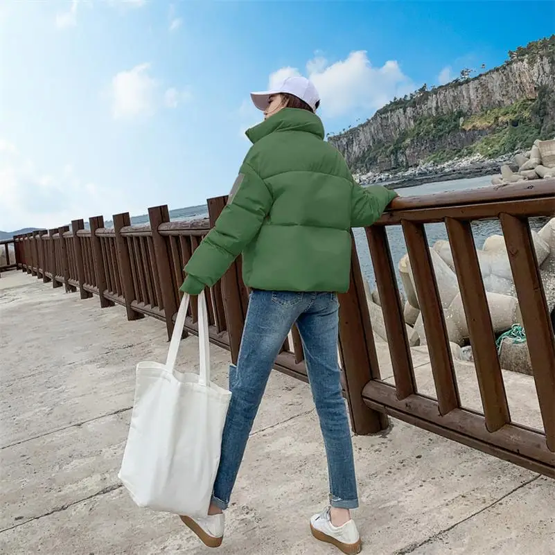 Мода Parkas Mujer зимняя куртка Женская водолазка пуховая парка теплая Толстая парка Свободная куртка женская зимняя верхняя одежда пальто - Цвет: Зеленый