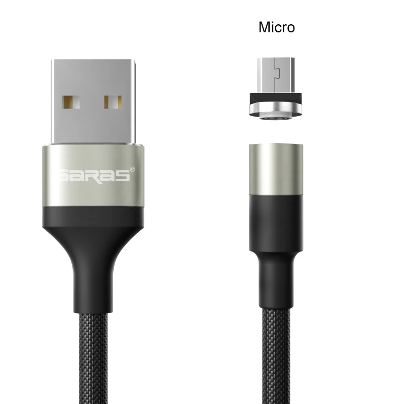 Магнитный usb-кабель GARAS для iPhone/Micro USB и type C 3A, кабель для быстрой зарядки и передачи данных QC3.0 для huawei Xiaomi, магнитный USB C - Цвет: silver Micro USB