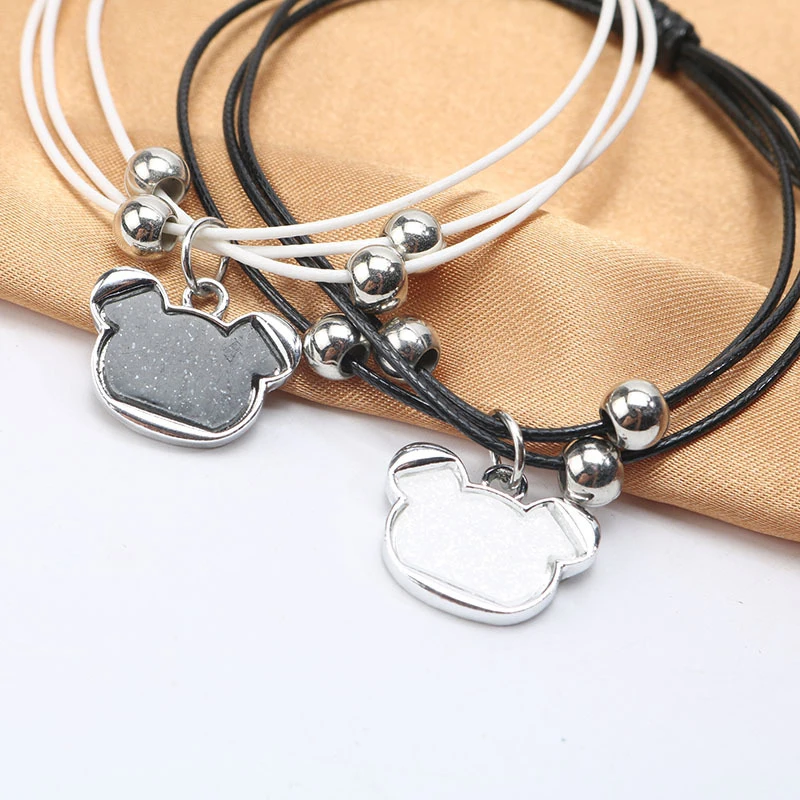BRAVEKISS 2Pcs/Pair Trendy Bear Shape Charm Bracelets &amp Bangles Couple Pendants Bracelet for Women Fashion Jewelry Gifts BPB0485 |