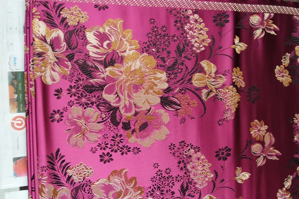 Китайский традиционный 75 см полиэстер ткань парча cheongsam алый темно красный сзади