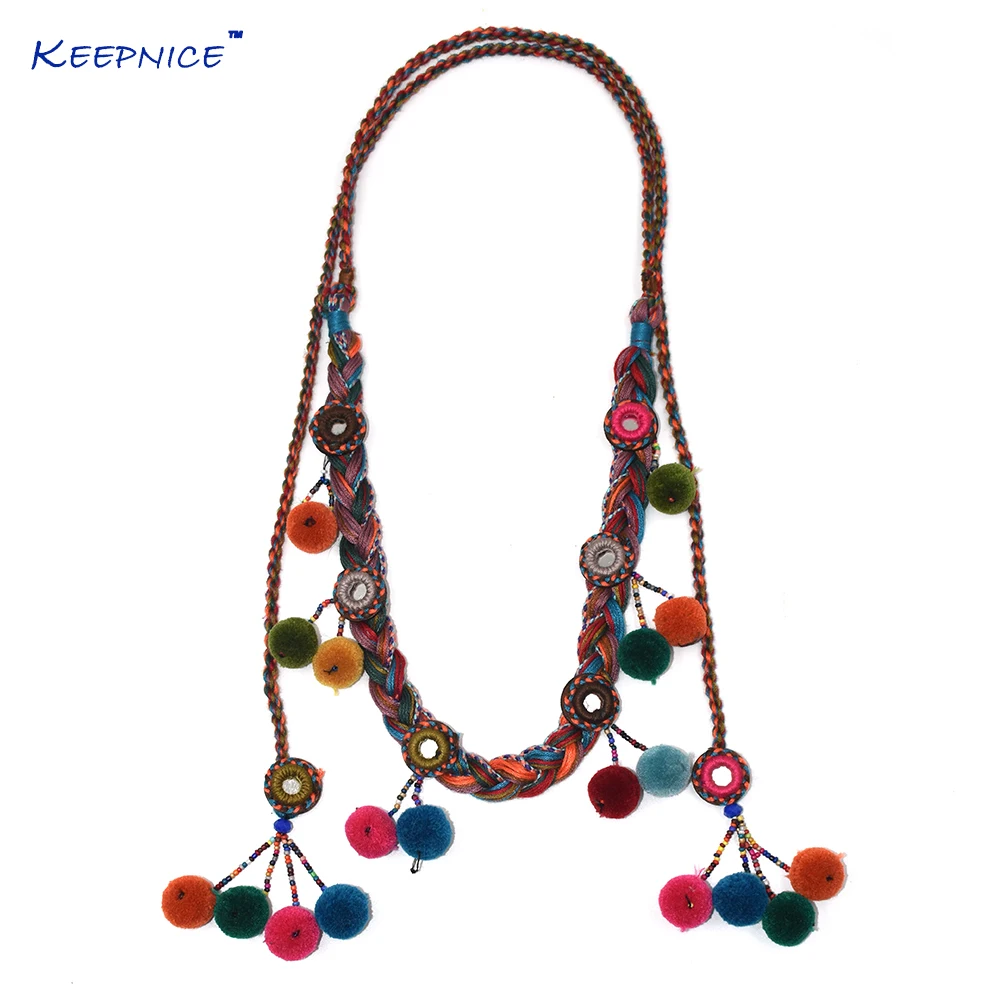 Женская цепочка с длинными бусинами и помпонами|chain necklace|maxi necklacenecklace handmade |