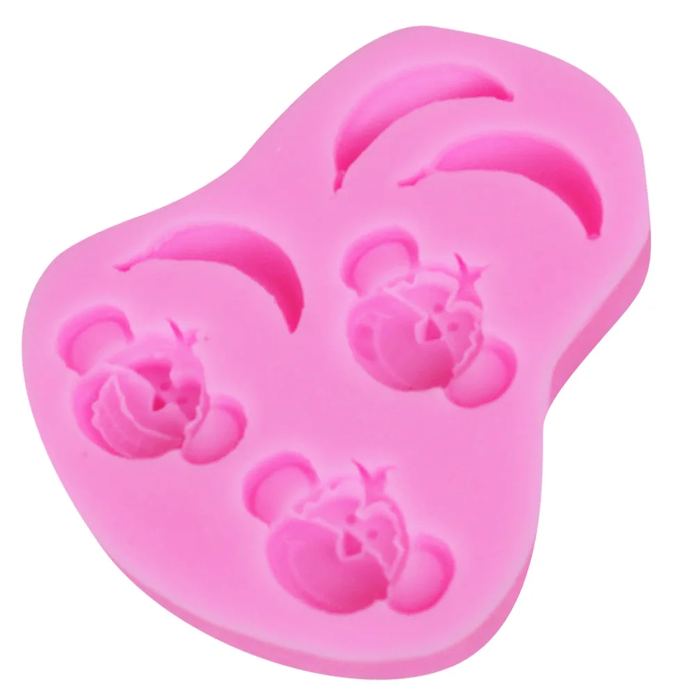 F1181 Monkey Banana Silicone Mold Fondant Mould Cake Decorating Tools Candy Jelly Jello Chocolate Gumpaste Sugarcraft | Дом и сад