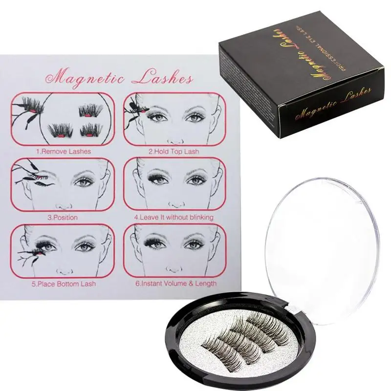 4pcs/Pair Magnetic Magnet Eyelashes Eye Makeup Kit Thick Good Quality 3d Mink False Dropshipping | Красота и здоровье