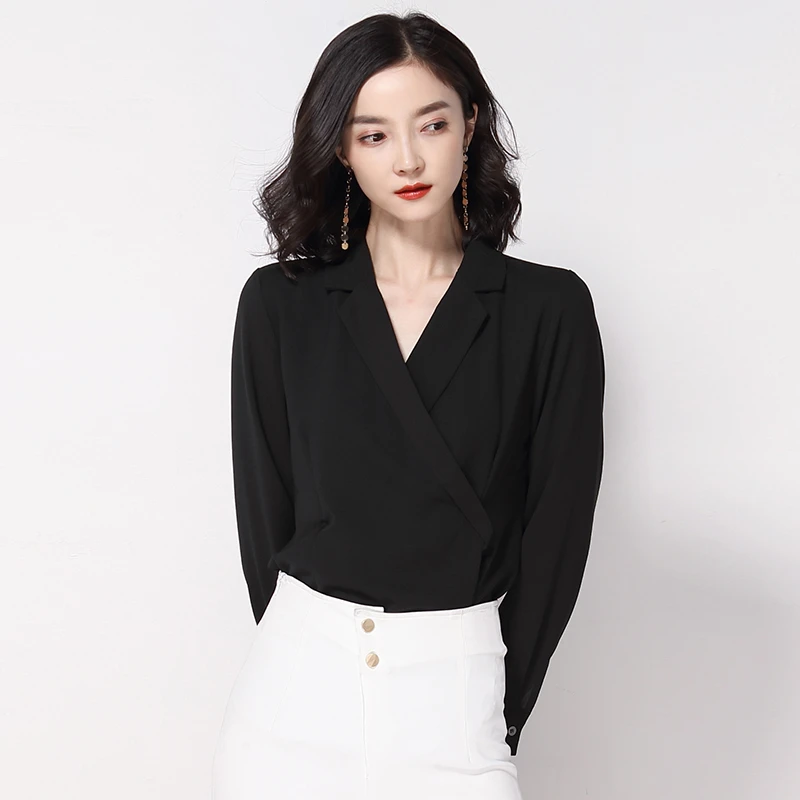 Women Spring &amp Autumn Korean Elegant Shirt Top Office Lady Slim Chiffon Soft Blouses Female Fashion Brand Work Wear Clothing |