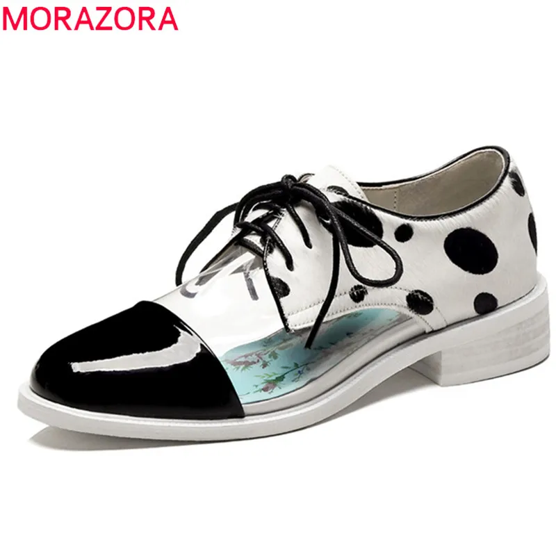 MORAZORA/2020 высококачественные Туфли-оксфорды из лакированной кожи + ПВХ конского