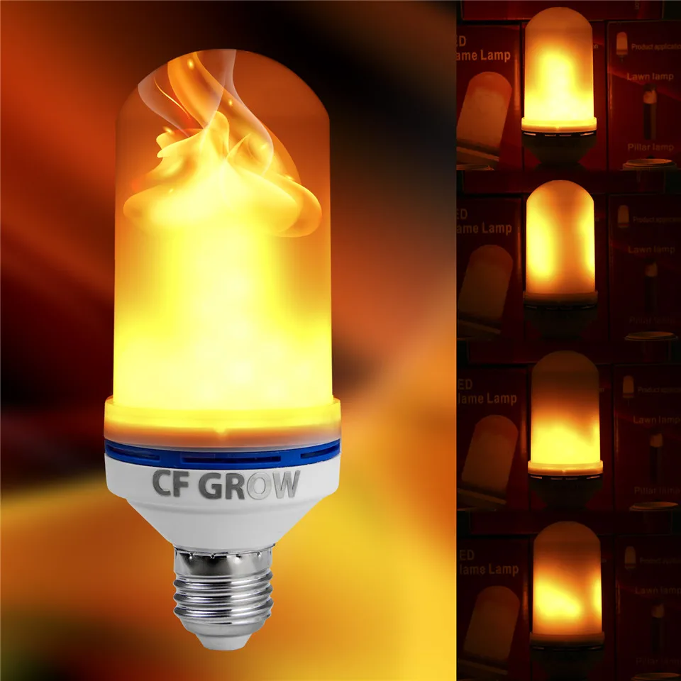 E26 E27 LED Flame Effect Fire Light Bulb SMD2835 Flickering Decorative Lamp 1200K AC85V~265V | Лампы и освещение