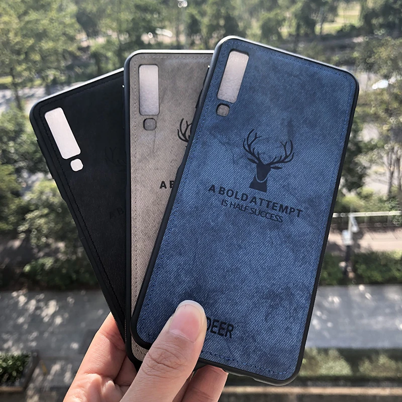 MAKAVO для Samsung Galaxy A7 2018 A750 чехол Ретро ткань текстура мягкий телефона чехлы