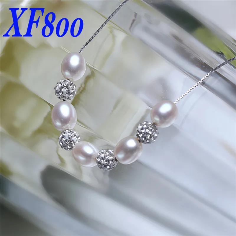 XF800 белое ожерелье с натуральным жемчугом кулон из настоящего пресноводного