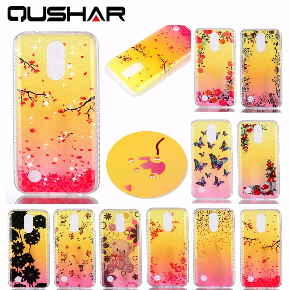 Qushar Rhinestone чехол для LG K10 2017 мобильный телефон Чехол Мягкий Slicone задняя крышка