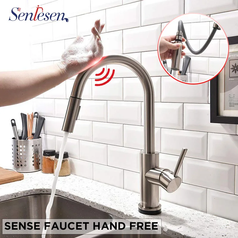 Senlesen ассистивные сенсорные смесители для кухни из никеля нержавеющая сталь с