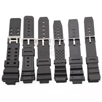 silicone rubber watch strap band men black sports diving watchbands stainless steel pin buckle for casio watch accessories