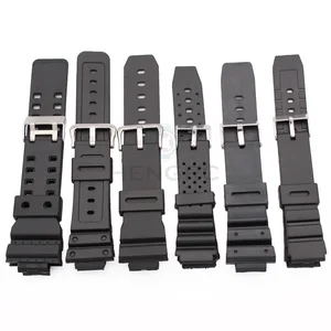 Imported Silicone Rubber Watch Strap Band Men Black Sports Diving Watchbands Stainless Steel Pin Buckle  Watc