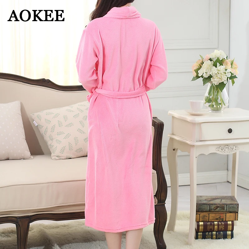 2017 Fashion Warm Spa Bathrobes New Brand AOKEE Quality Winter Robes Coral Velvet for Womens Bathroom Wear Wrap Towels | Дом и сад