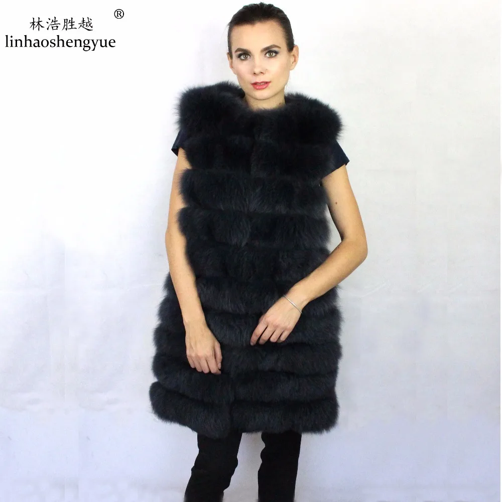 

Linhaoshengyue real fox fur vest 90cm long
