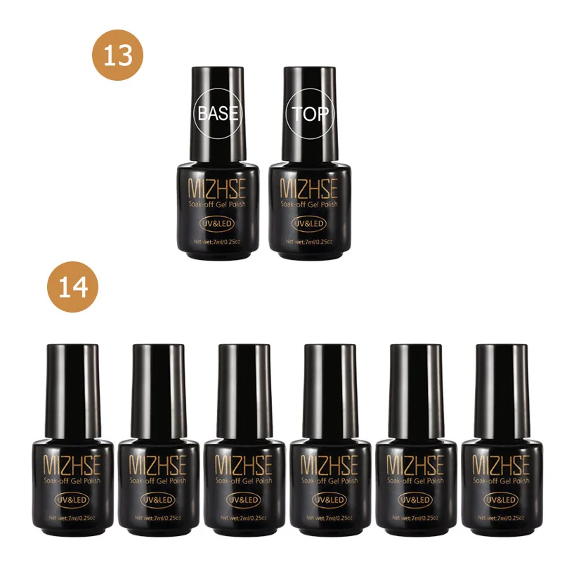 

MIZHSE Gel Polish Set Primer Top Coat Soak Off Manicure Set For Nail Art Kit Gel Varnish Nail Polish 6W UV Lamp Dryer Tools