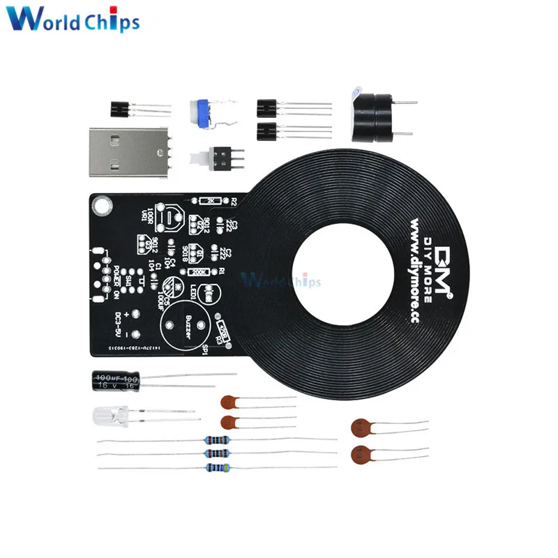 DIY Kit детектор металла Комплект 18650 USB Мощность банк чехол DC 3 V-5 V 60 мм Бесконтактный Сенсор доска Электронный модуль комплект детектор металла