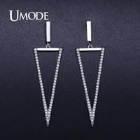 umode triangle fashionable long drop earrings for women african female aaa cubic zirconia jewelry pendientes mujer moda ue0366