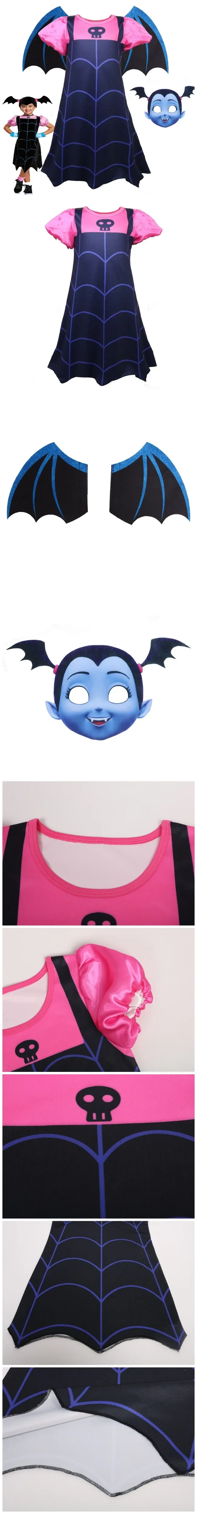 Vampirinas платья для костюм для девочки для маскарада Vampirina повязка на голову, праздничное платье принцессы для детей Одежда для маленьких девочек