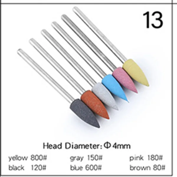 13-6Pcs 6 шт. резиновый кремниевый Фрезер для ногтей, фрезы для маникюра, фрезы для роторных заусенцев, гибкий полировальный станок, электрическая пилка для ногтей, инструменты для дизайна - Цвет: 13-6Pcs